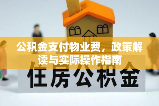 江干公积金支付物业费，政策解读与实际操作指南